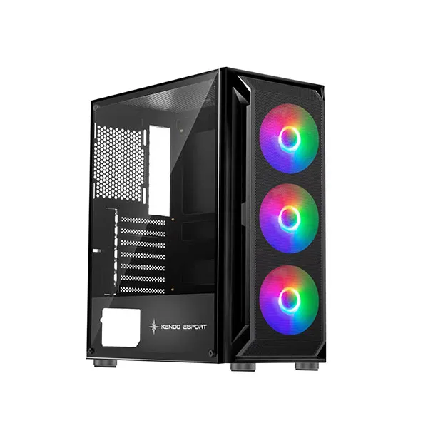 Vỏ Case KENOO ESPORT AF302 - 3F - Black (ATX/ Sẵn 3 Fan RGB)