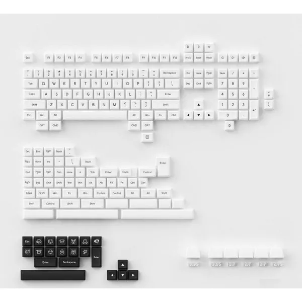 AKKO Keycap Set – Black on White BoW (ABS Double-Shot / SAL profile / 195 nút)