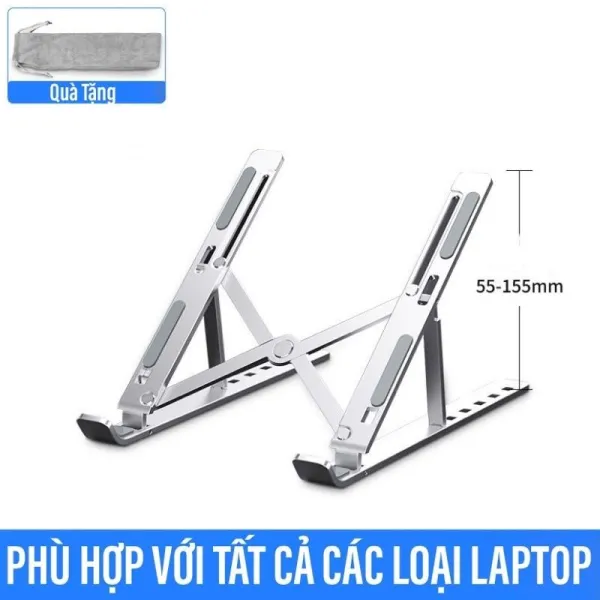 Giá đỡ Laptop, macbook, ipad, kệ tản nhiệt nhôm cao cấp, gấp gọn, tặng kèm túi đựng