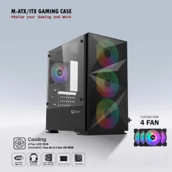 VỎ CASE VSP B709 ĐEN (MATX/MID TOWER/4 FAN LED)