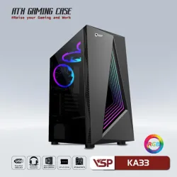 VỎ CASE VSP KA33 ĐEN (ATX/MID TOWER/MÀU ĐEN/LED RGB)